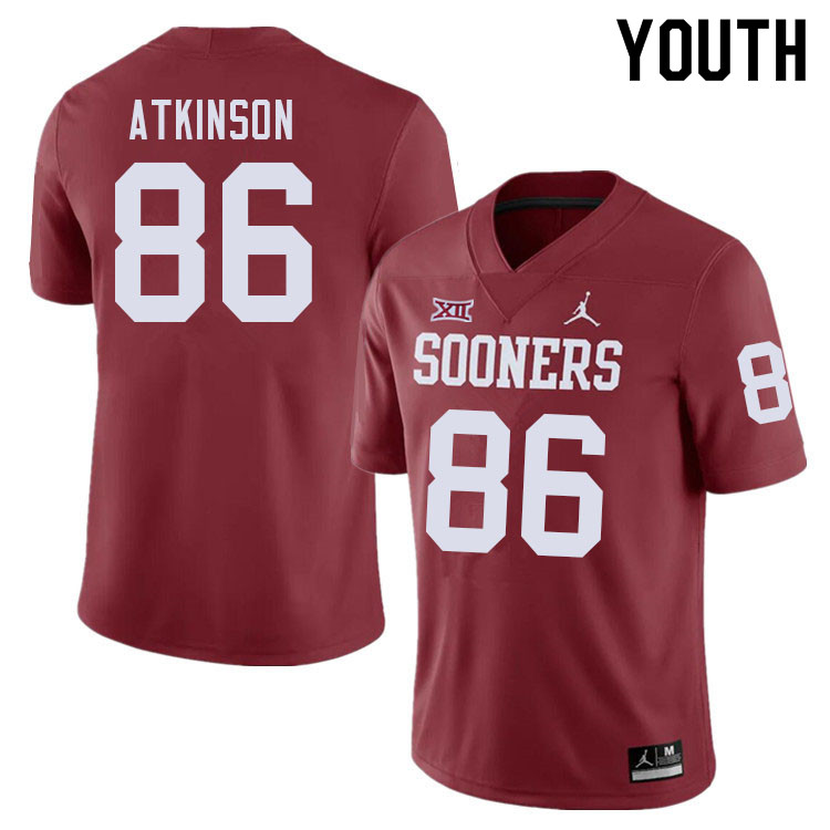 Youth #86 Colt Atkinson Oklahoma Sooners College Football Jerseys Sale-Crimson